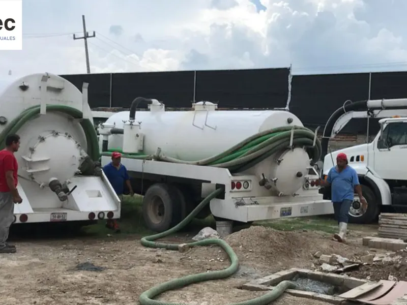 Equipo de Acuatec con dos unidades realizando servicio de succión